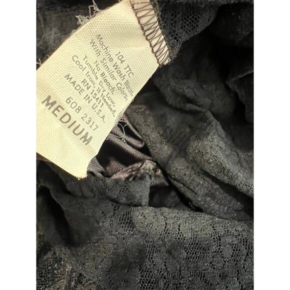 VINTAGE 80s Black Cinema Etoile Stretch Ruffle Lace Lingerie Nightgown SMALL - Picture 7 of 8